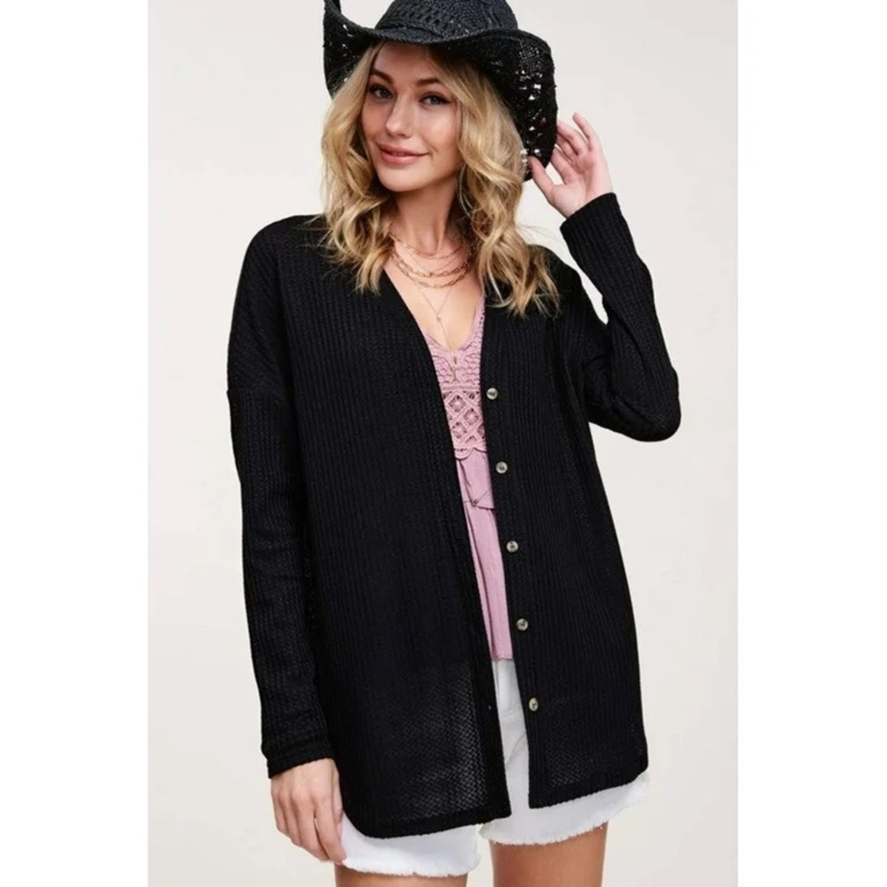 La Miel Black Knit Cardigan​